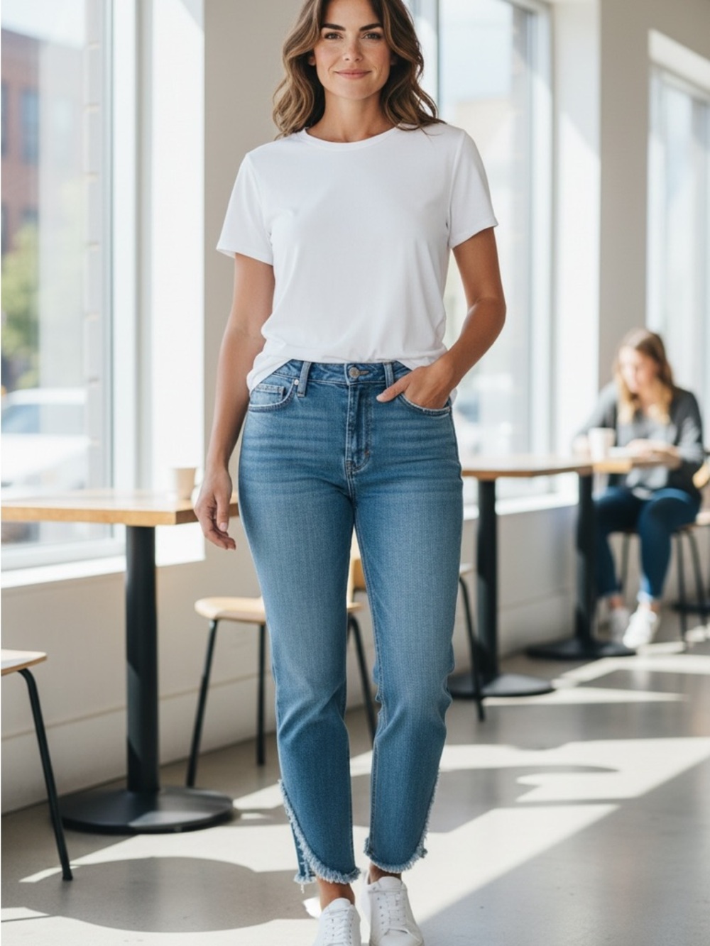 Loft Cropped Distressed Hem Skinny Jeans